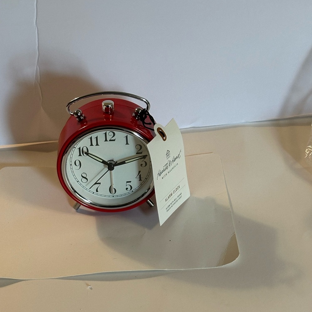 Hearth & Hand Red Retro Alarm Clock - Picture 2 of 2